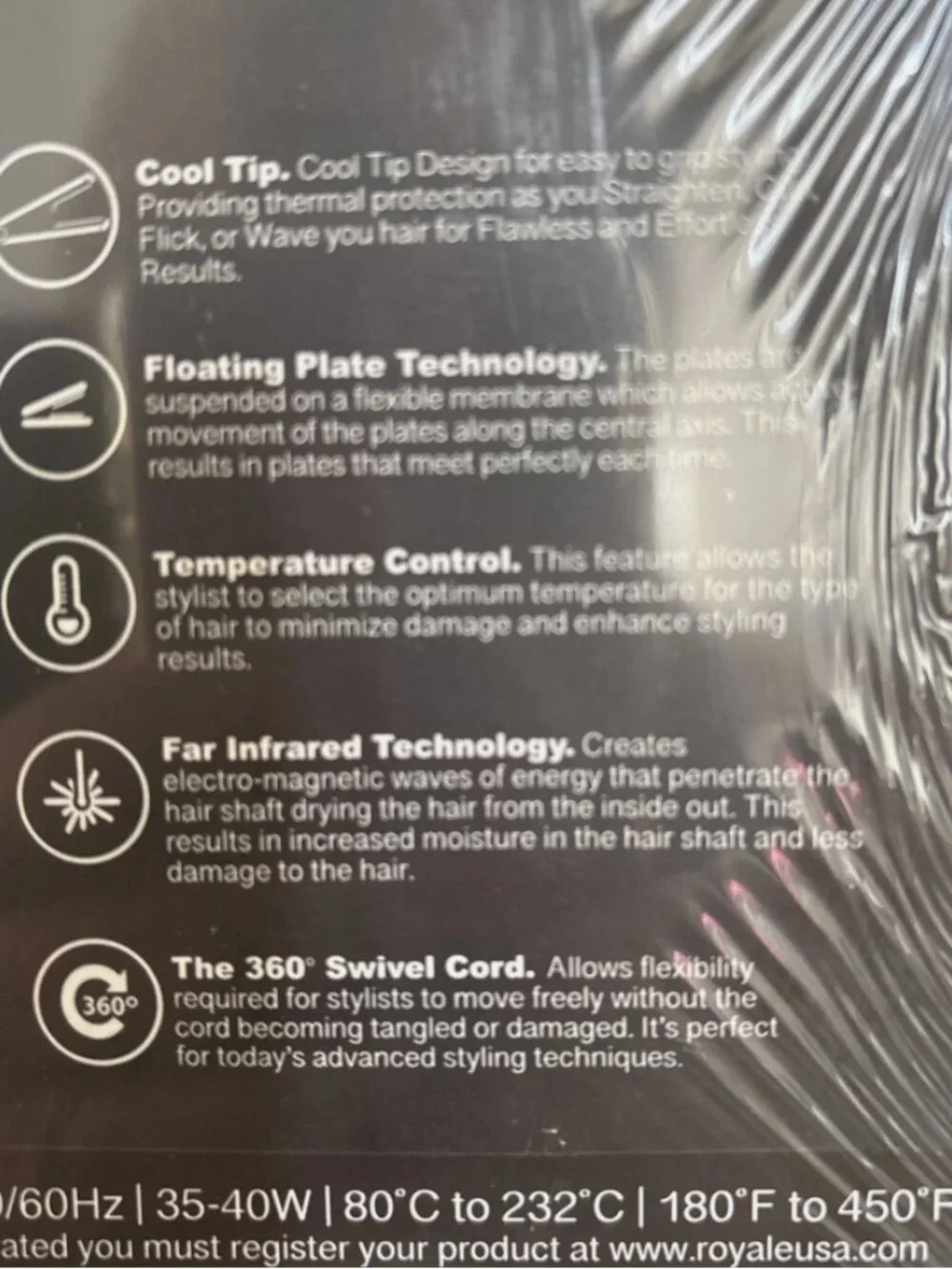 Royale Platinum Genius Heating Element Flat Iron - 1.25” NIB SEALED Red